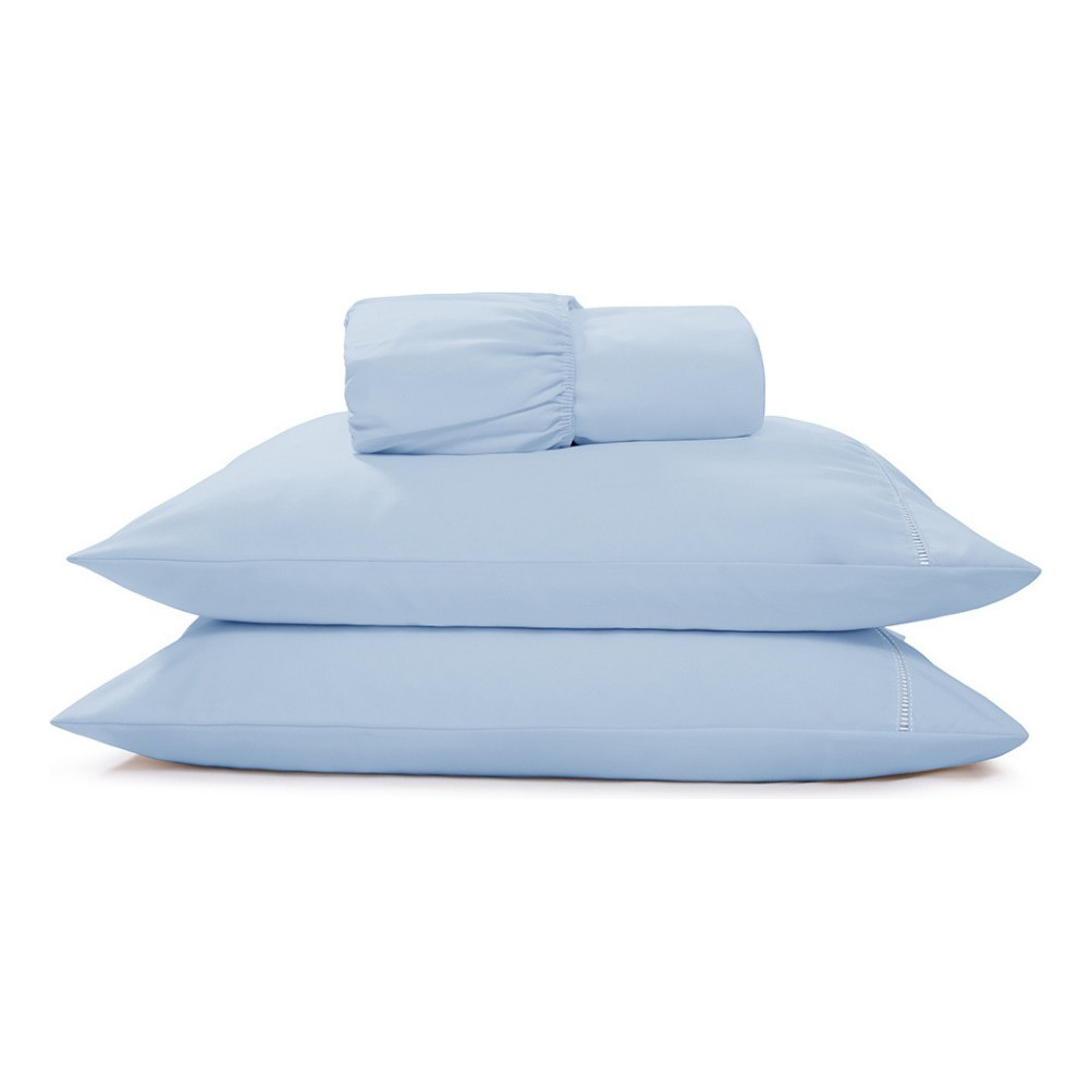 Lençol Com Elástico e Fronhas Percal Ultra Soft 400 Fios Colchão Casal Tecido Leve e Respirável