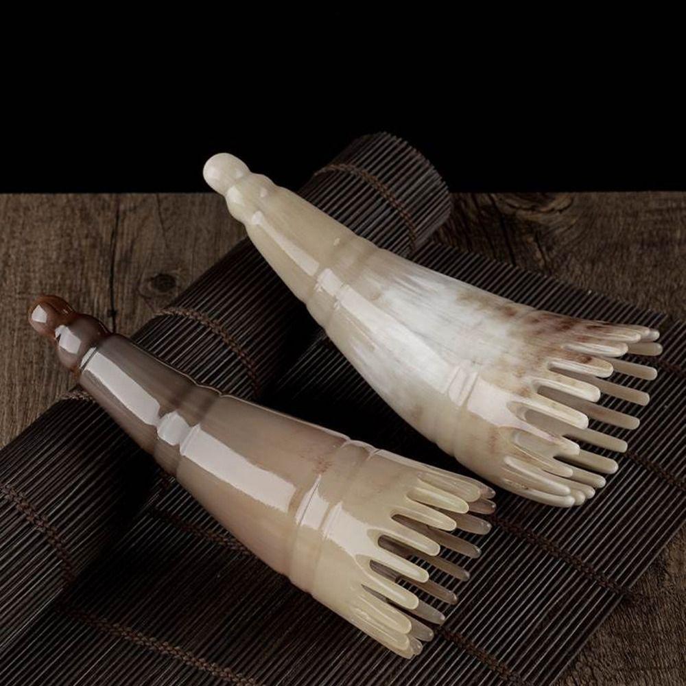 Escova Larga Do Massager Couro Cabeludo Dente , Pente Da Massagem Chifre Boi De Gua Sha Meridiano , Reflexologia Estimul