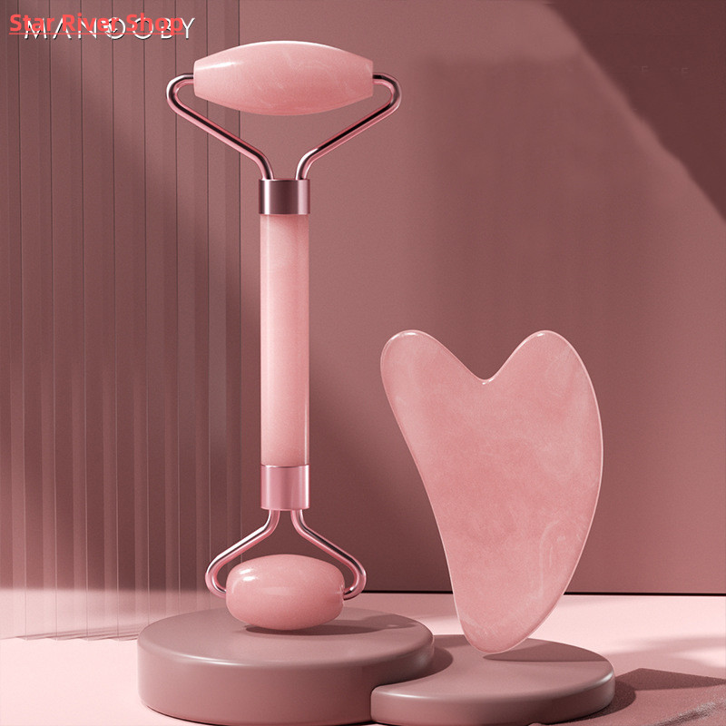 Rosa Gua Sha Roller Massager Resina Raspagem Pele Facial
