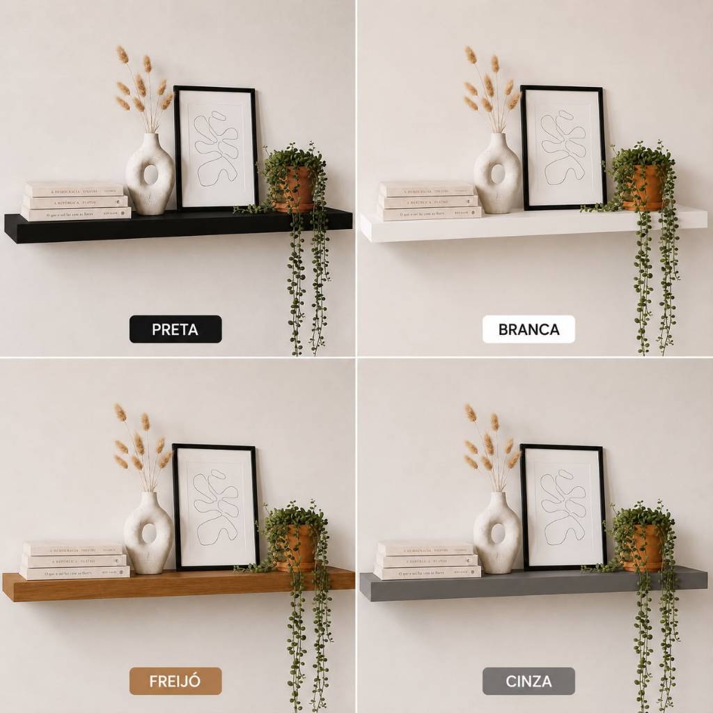 Prateleira Flutuante Grossa 50X15 cm MDF 30mm Decorativa Suporte Invisível