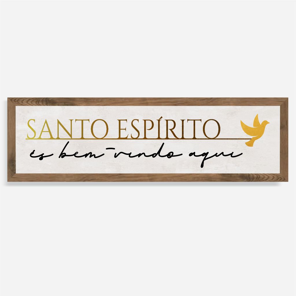 Quadro Decorativo Rústico Santo Espírito Para Quarto Sala 50x15