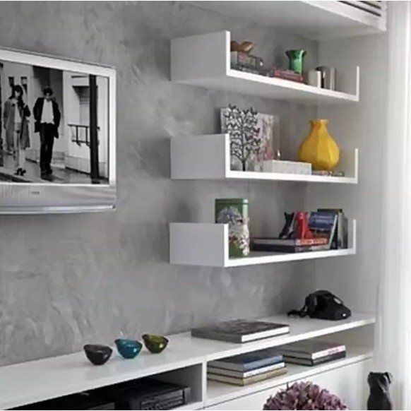 Kit 3 Prateleira Nicho U 50x15 Mdf 15mm Branco