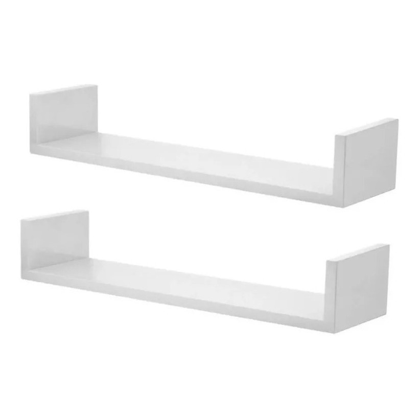 Kit 2 Prateleira Nicho U 50x15 Mdf 15mm Branco
