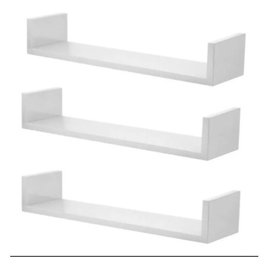Jogo 3 Prateleira Nicho U 50x15 Mdf 15mm Branco