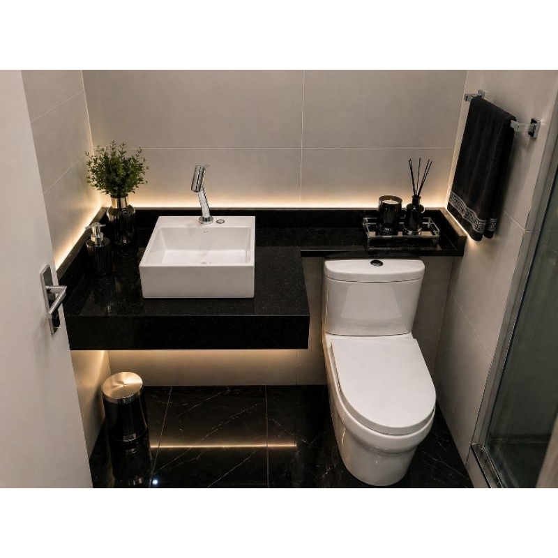 Bancada em Porcelanato Sob Medida 70x40 com Braço Extensor 70x15