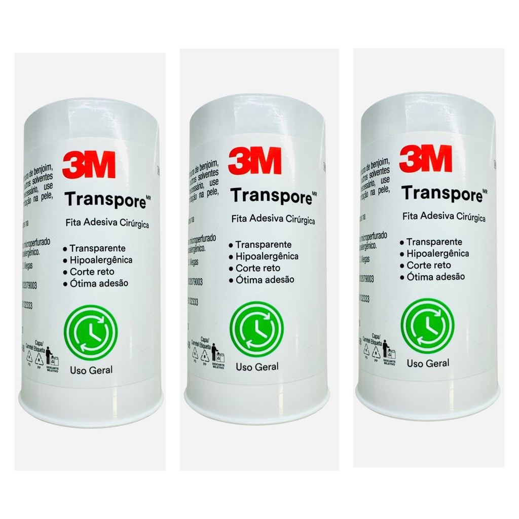 Kit 3 Fita Transpore Fita 100x4,5 Transparente 3M Ref1527