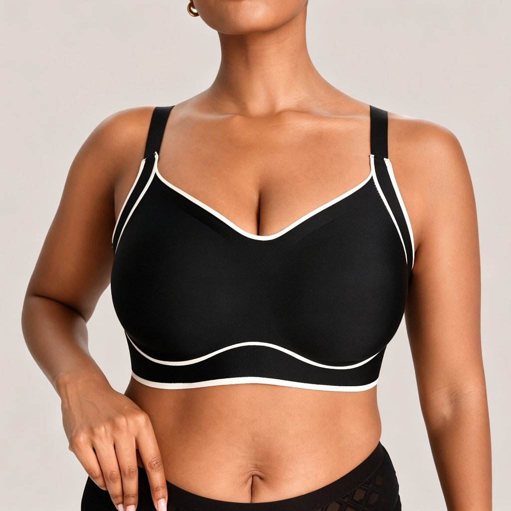 Sutiã Plus Size Respirável Macio Pele Amigável Push Up Lift Anti Flacidez Sem Costura Alta Elástica Branca Contraste Gua