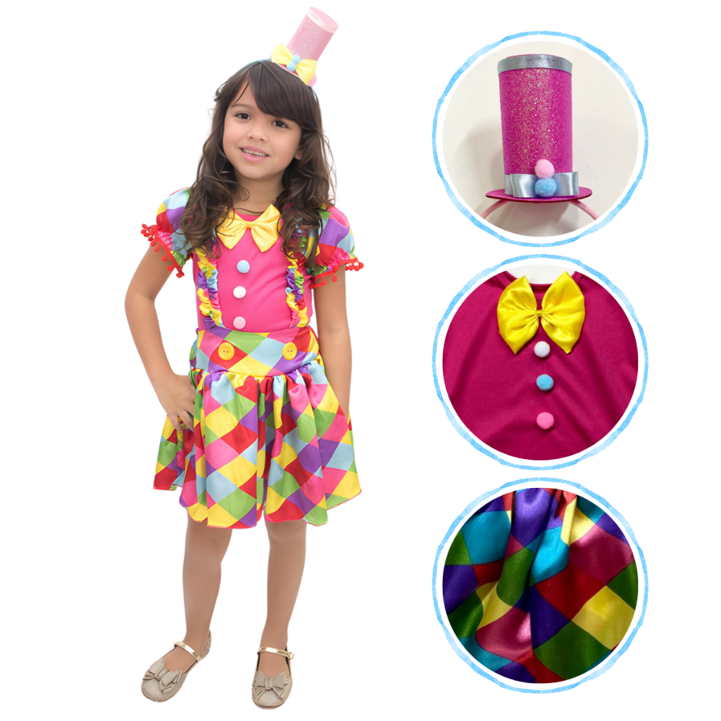 Roupa Fantasia Palhacinha Para Menina Com Temática De Circo Perfeita Para Festa E O Carnaval
