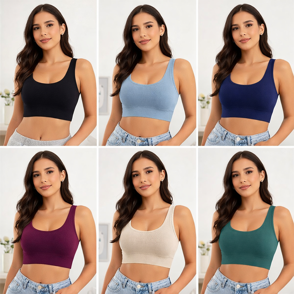 kit de 2/3 Top Cropped Feminino Canelado – Modelagem Perfeita e Super Confortável