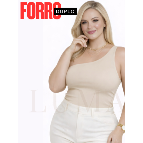 Body Mula Manca Feminino Polimicro Premium Nula Forro Duplo Um Ombro Só Elegante Modelagem Perfeita Casual e Sofisticado