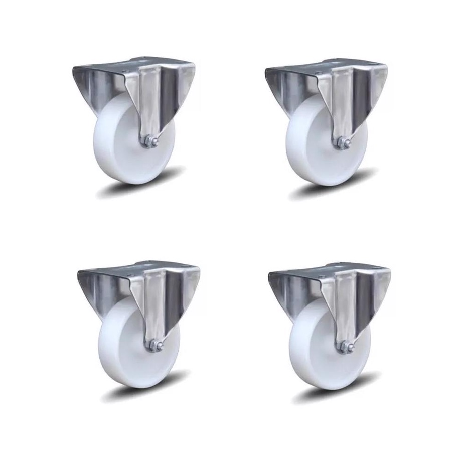 Rodízio Fixo 412 Nylon Branco com Placa - 4 Unid