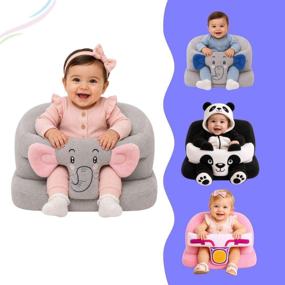 Assento De Bebê - Cadeirinha Sofázinho apoio confortável e antialérgico Motoca, Elefante, Panda e Urso