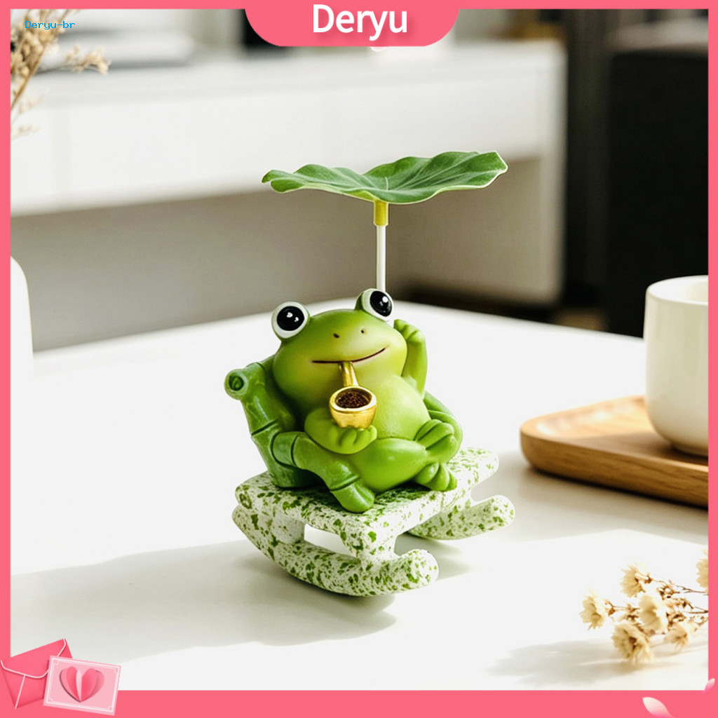 Cute Desk Ornaments Funny Car Dashboard Accessories Frog Panda Figurine Resin Bobblehead with Lotus Leaf Design – Stre