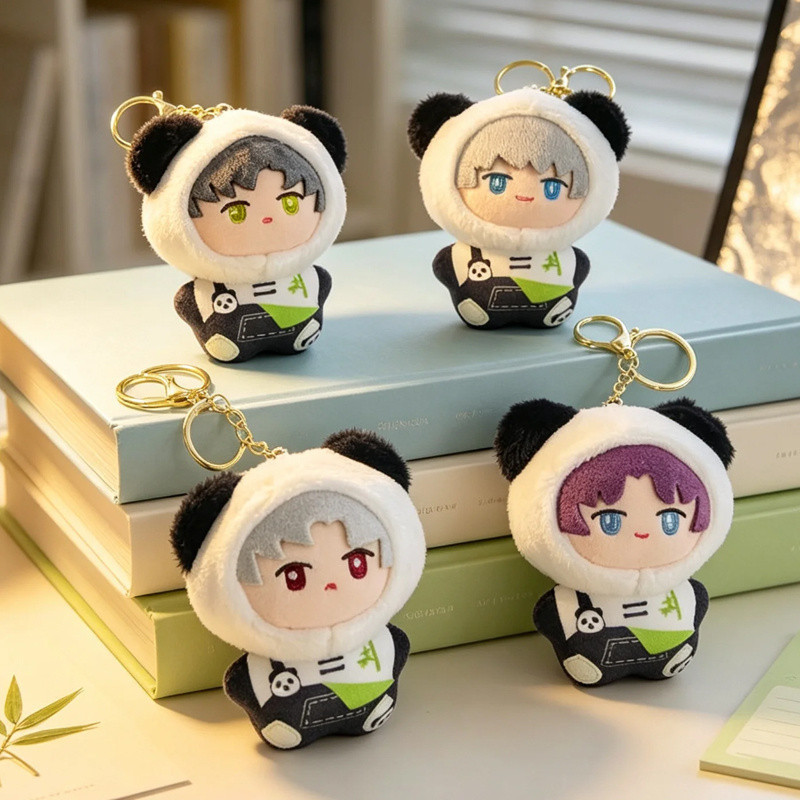 1/4 Proportion《Love and Deepspace》Zevier、Zain、Raphael、Cyrus Panda Plush Keychain Bag Pendant Car Ornament Doll