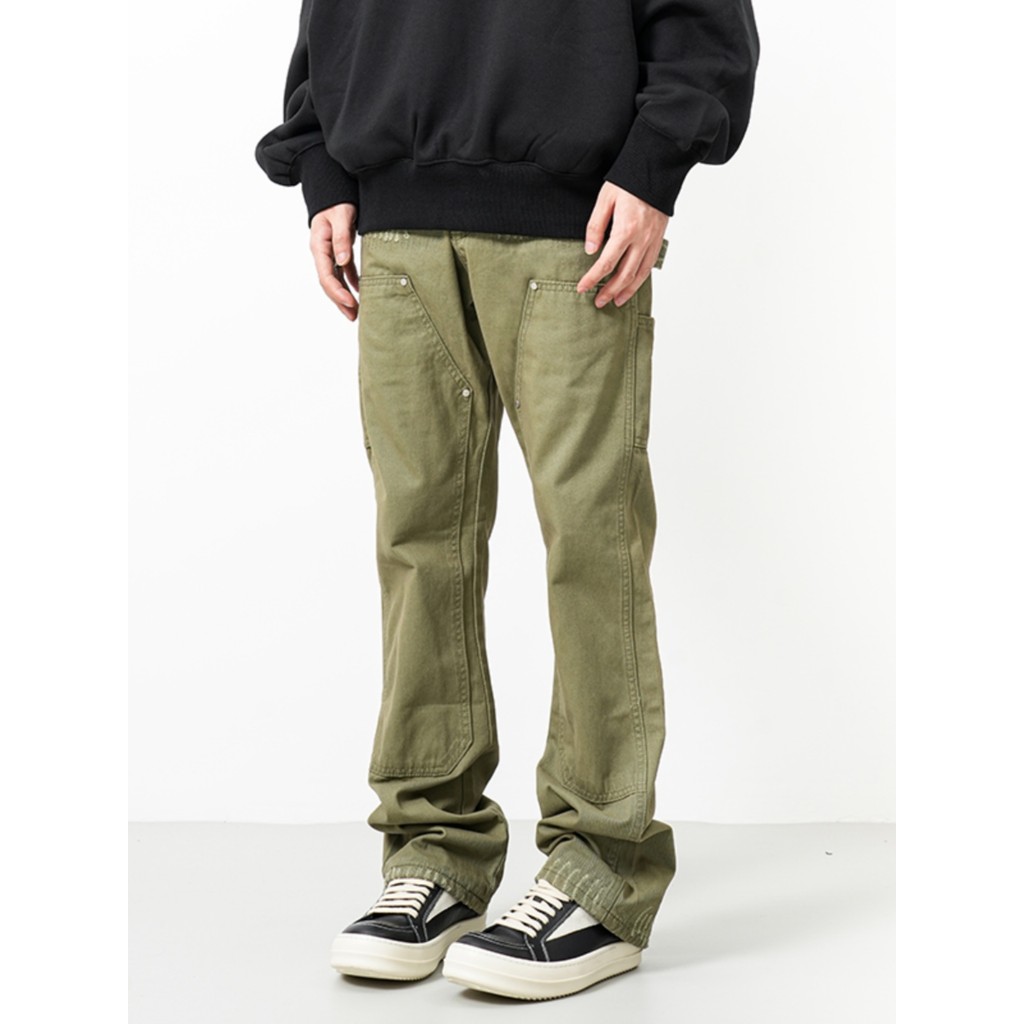 2023 novo estilo americano High Street exército verde registro macacão masculino Retro em linha reta Casual cleanfit cal