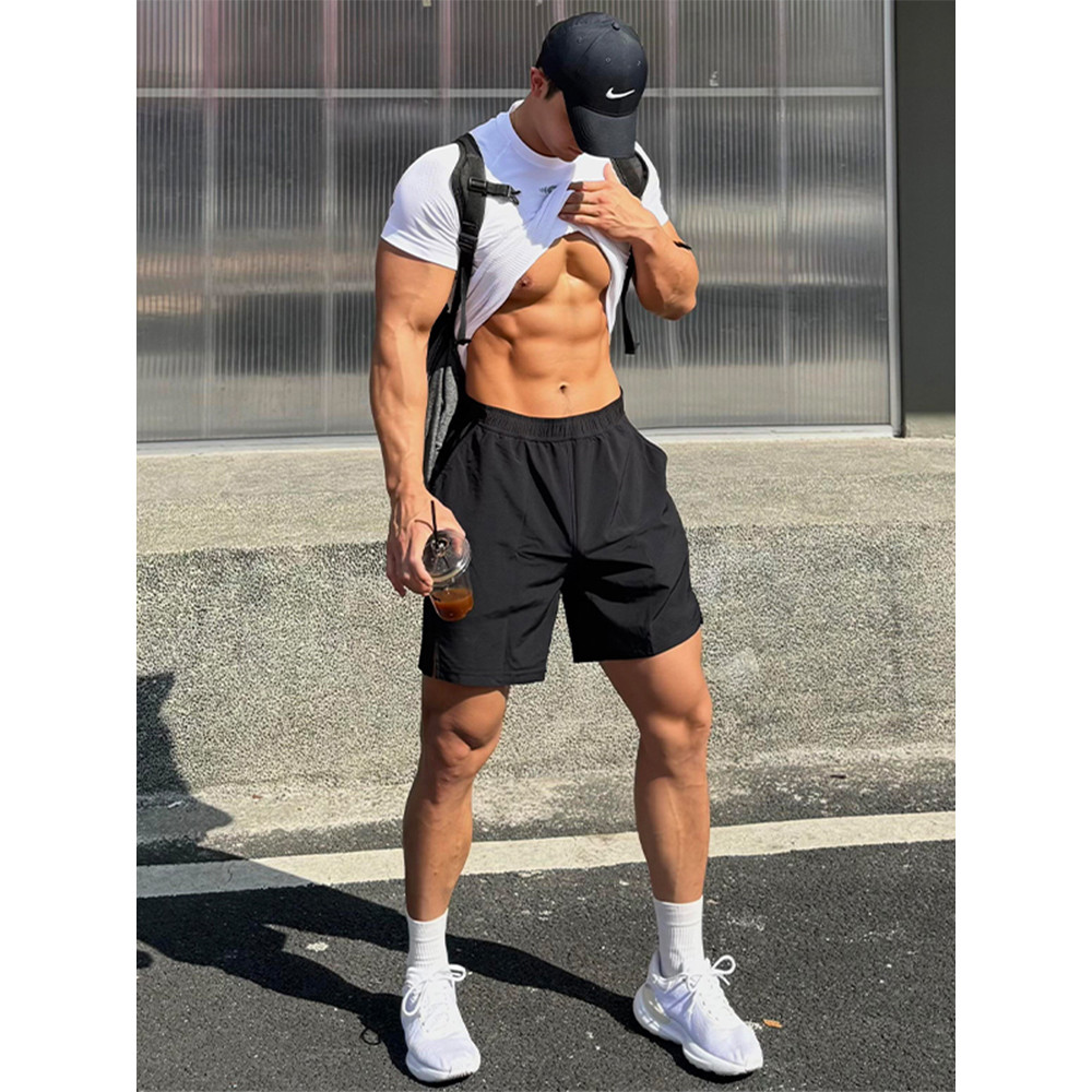 Cleanfit preto Shorts esportivos de secagem rápida masculino verão americano Fitness basquete calças de três quartos cal