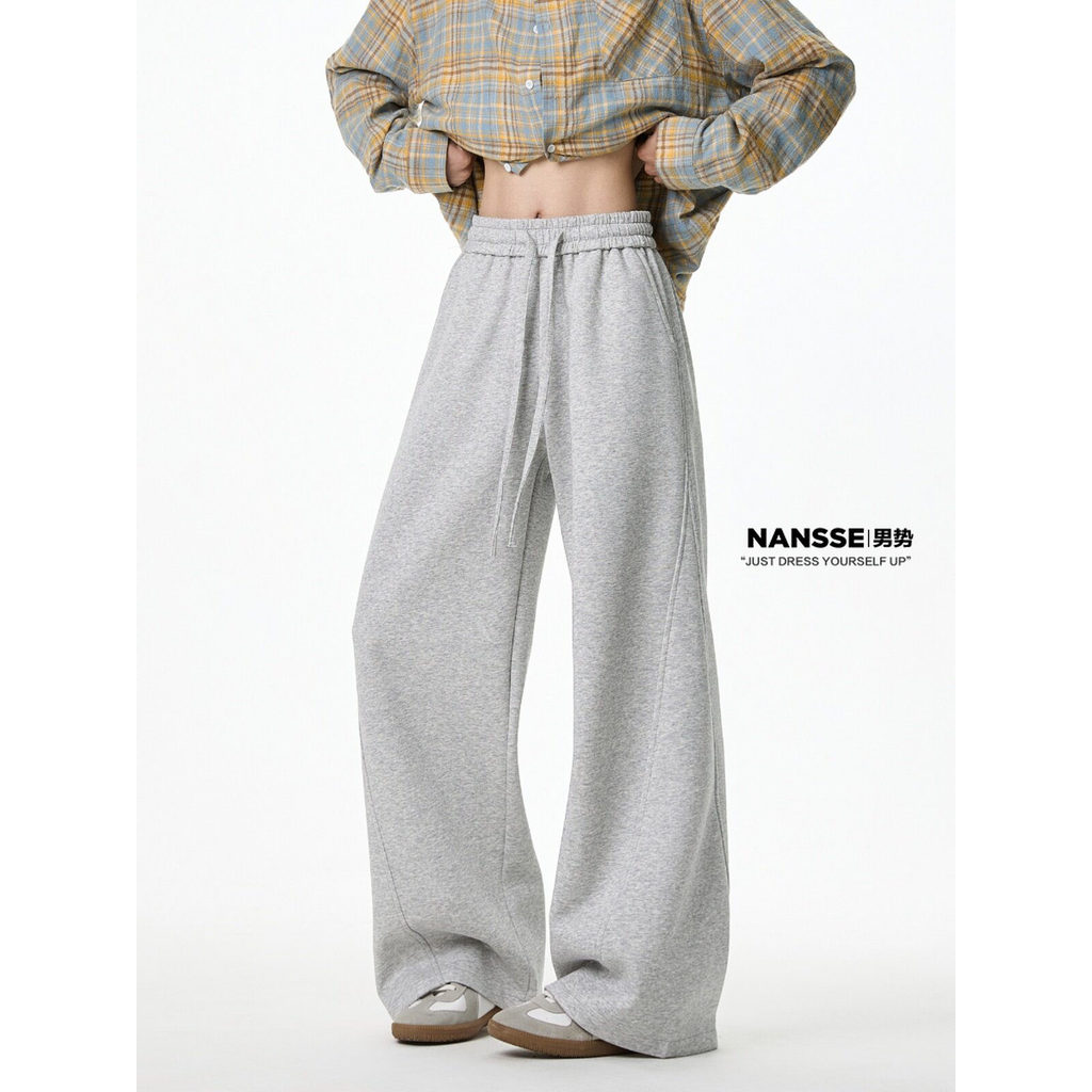 Cinza Machete calças masculinas 2026 outono novo estilo cleanfit Street Wear esportes Sweatpants solto em linha reta cal