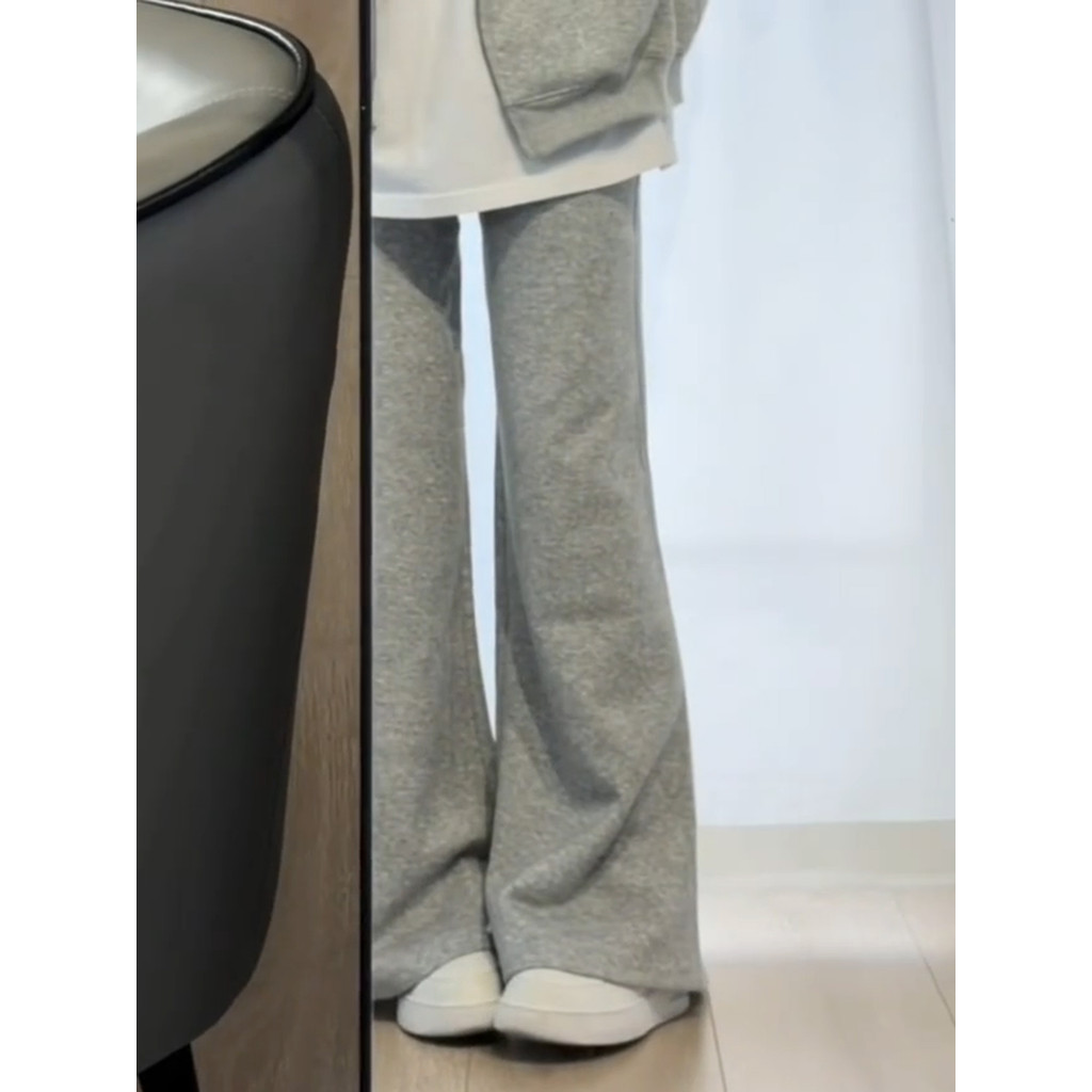 Cinza queimado Sweatpants masculino outono inverno Drape solto cleanfit em linha reta calças casuais americano Retro cal