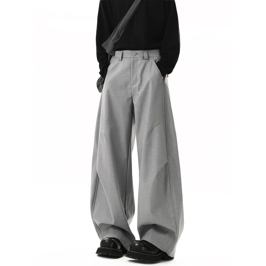 Americano Retro plissado Machete calças masculinas Street Wear solto High-End sentimento cleanfit perna larga Casual cal