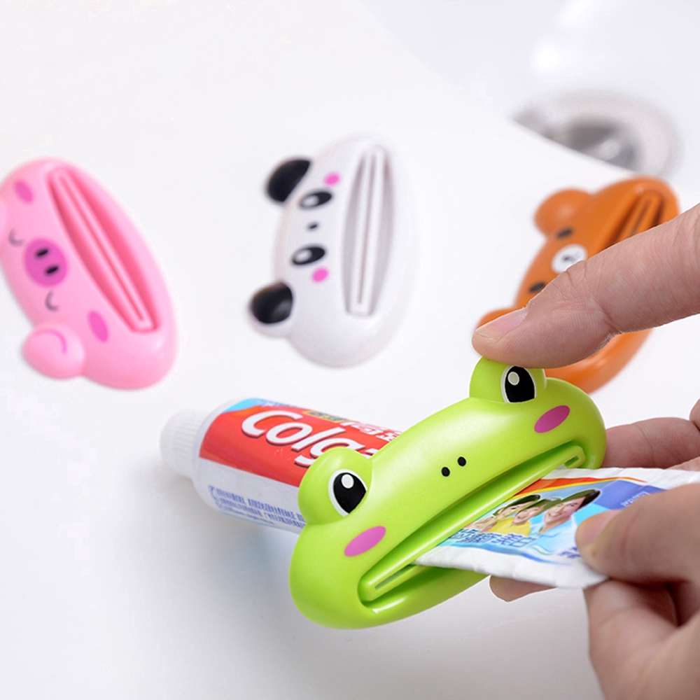 Animal Bonito Dos Desenhos Animados Padrão De Tubo De Rolamento Creme Dental Espremedor / Girar Dispenser De Creme Dental Para Banheiro / Creme Dental Assento Titular Stand / Banheiro Suprimentos