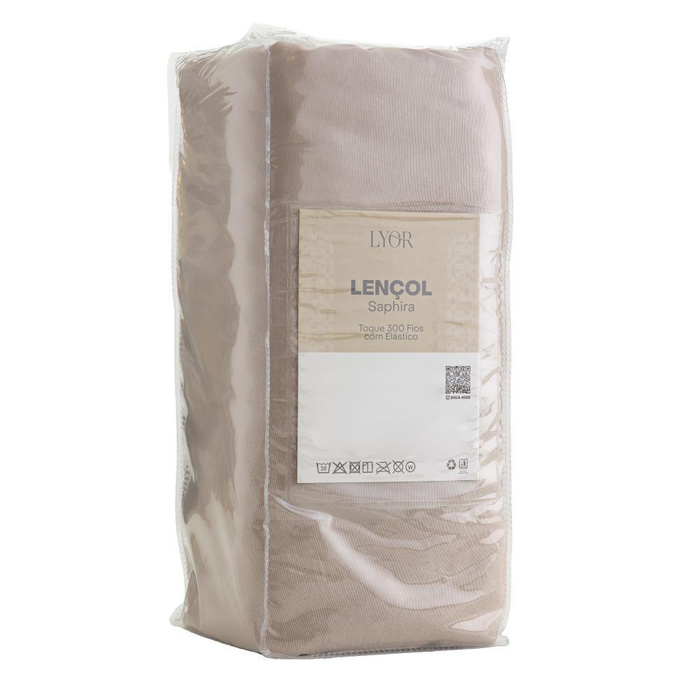 Lençol com Elástico Saphira King Toque 300 Fios Khaki