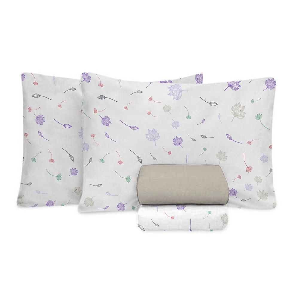 Jogo Cama Queen 4pc Algodão 150 Fios Khaki 7811 Estamparia