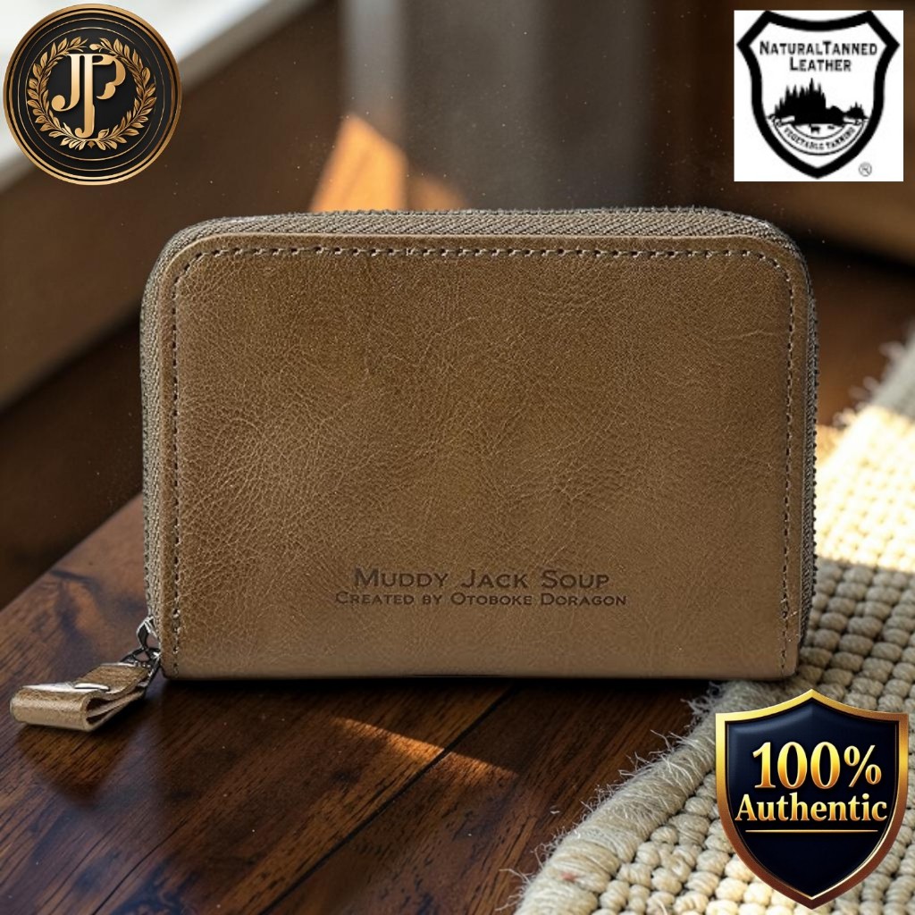 [Madi Jack Soup] COLORS Round Box Coin Case Mini Wallet, Genuine Leather, No.76006 (Khaki)