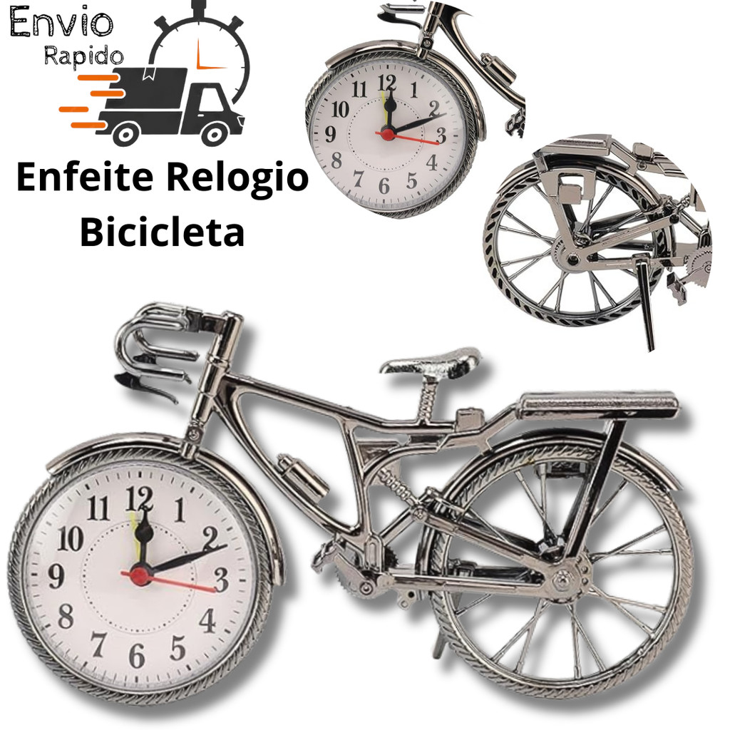 enfeite Relógio Despertador de Mesa Bicicleta Bike decorativo escritorio mesa decoraçao