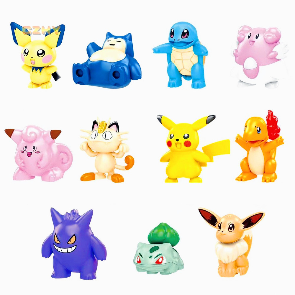Snorlax Squirtle Blissey Pichu Clefairy Meowth Charmander Gengar Bulbasaur Eevee Bloco De Montagem Brinquedos Para Crian