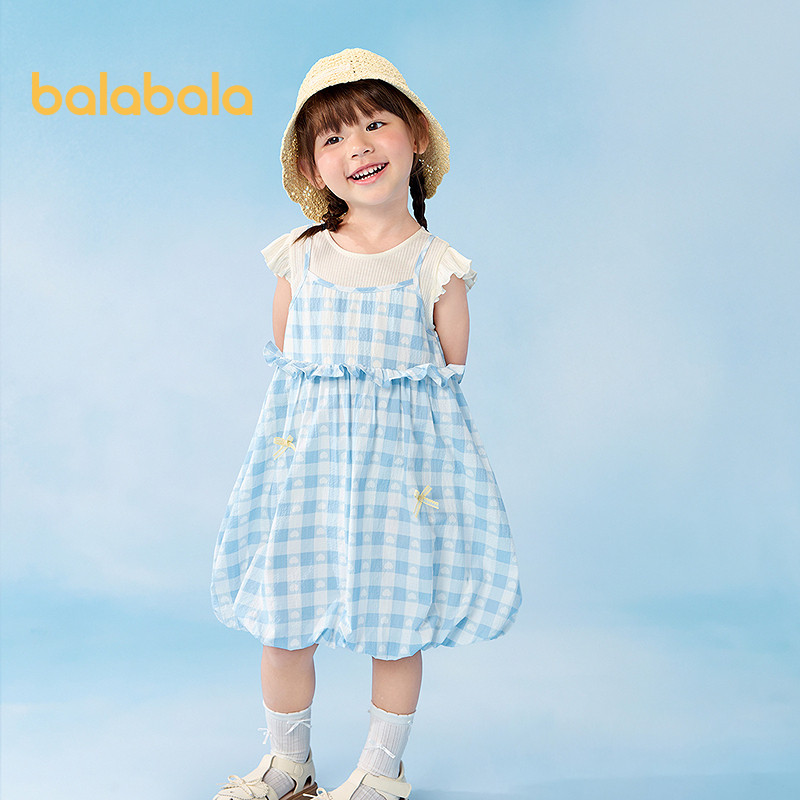 balabala Vestido Menina Lapela Estilo Preppy Moda Verão Festa Escolar Reunião De Família Elegante Doce Adorável Macio Re