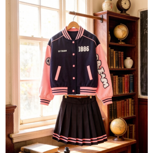 Meninas grandes crianças estilo Preppy quente outono terno saia terno de duas peças moda pai-filho jaqueta de beisebol