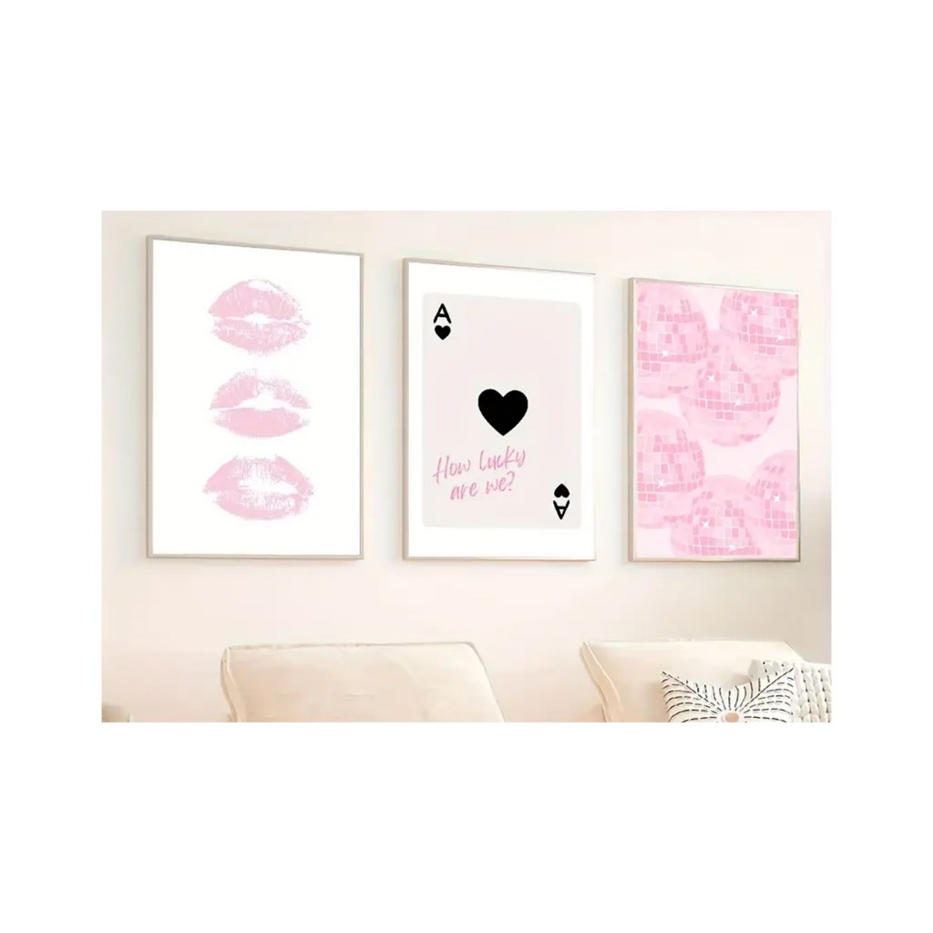 Quadro Decorativo Rosa Boca Estilo Moderno Hall Sala preppy Estética