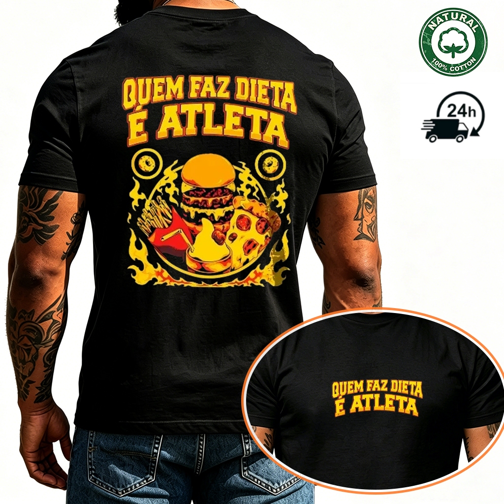 Camiseta unissex de estilo preppy com modelagem folgada - Quem está de dieta...? - Camiseta 100% algodão