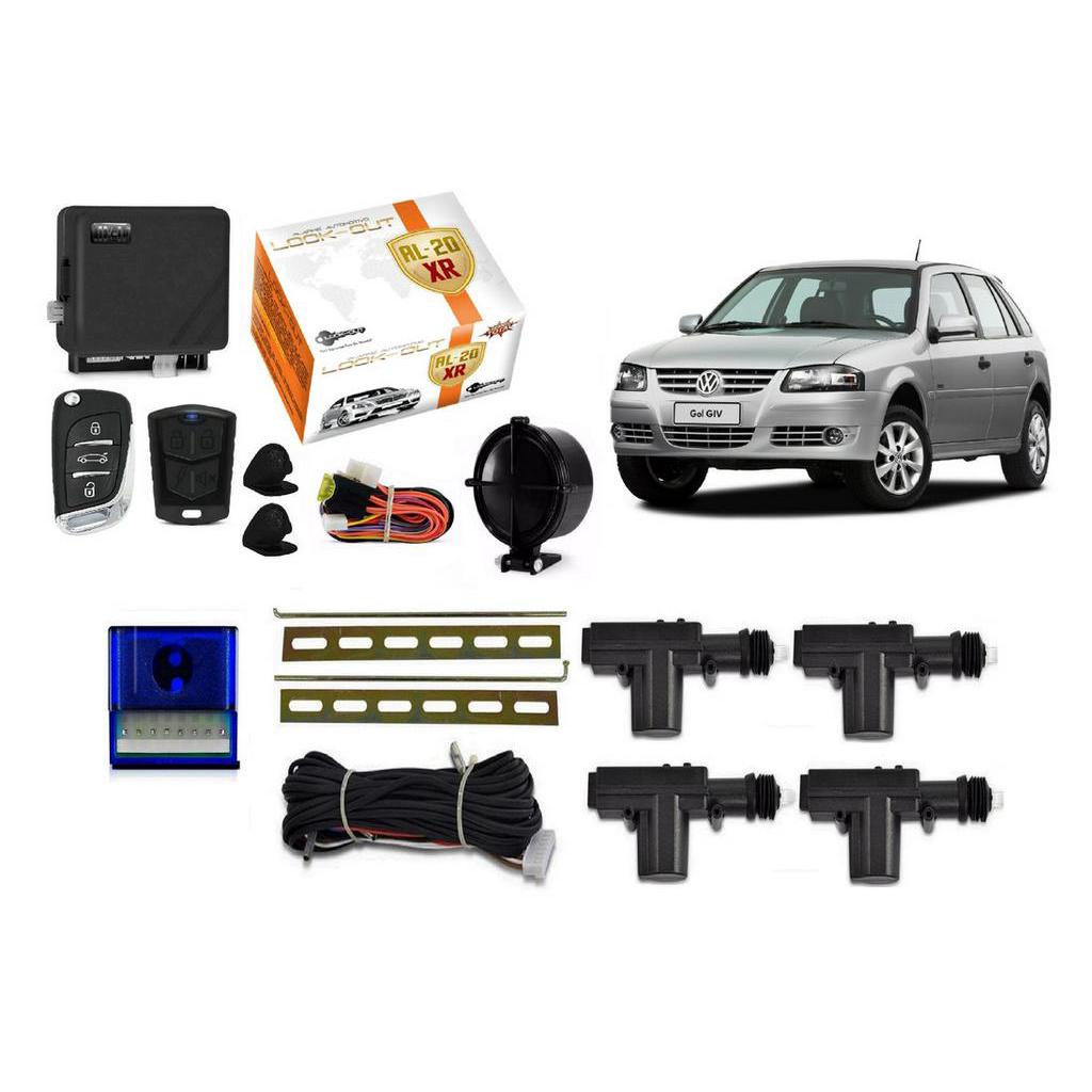Kit Alarme Canivete + Trava Eletrica Gol G4 Power 4 Portas