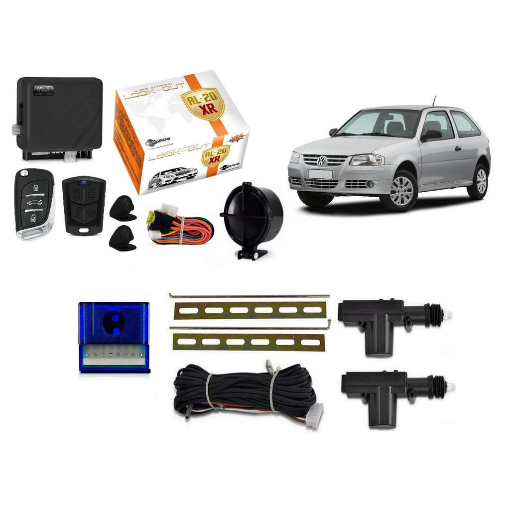 Kit Alarme Canivete + Trava Eletrica Gol G4 power 2 portas
