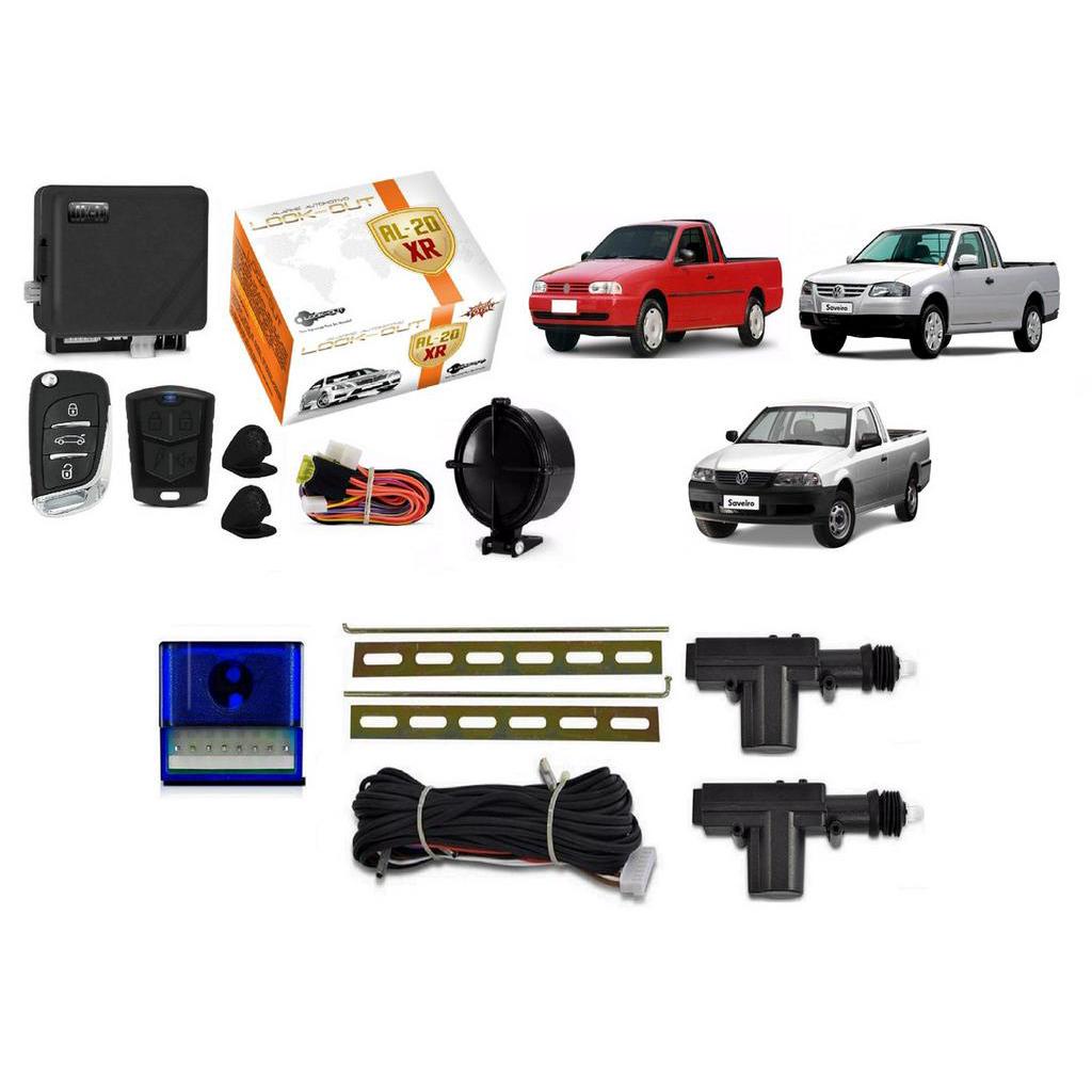 Kit Alarme Canivete + Trava Eletrica Saveiro g3 power 2 portas