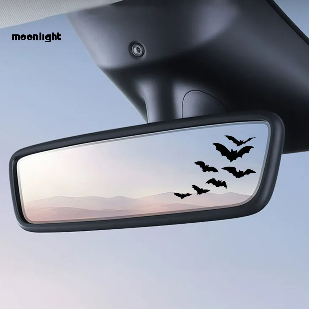 Flying Bat Car Rearview Mirror Stickers Waterproof Pvc Vinyl Halloween Decals Spooky Vehicle Exterior Decoration Durable