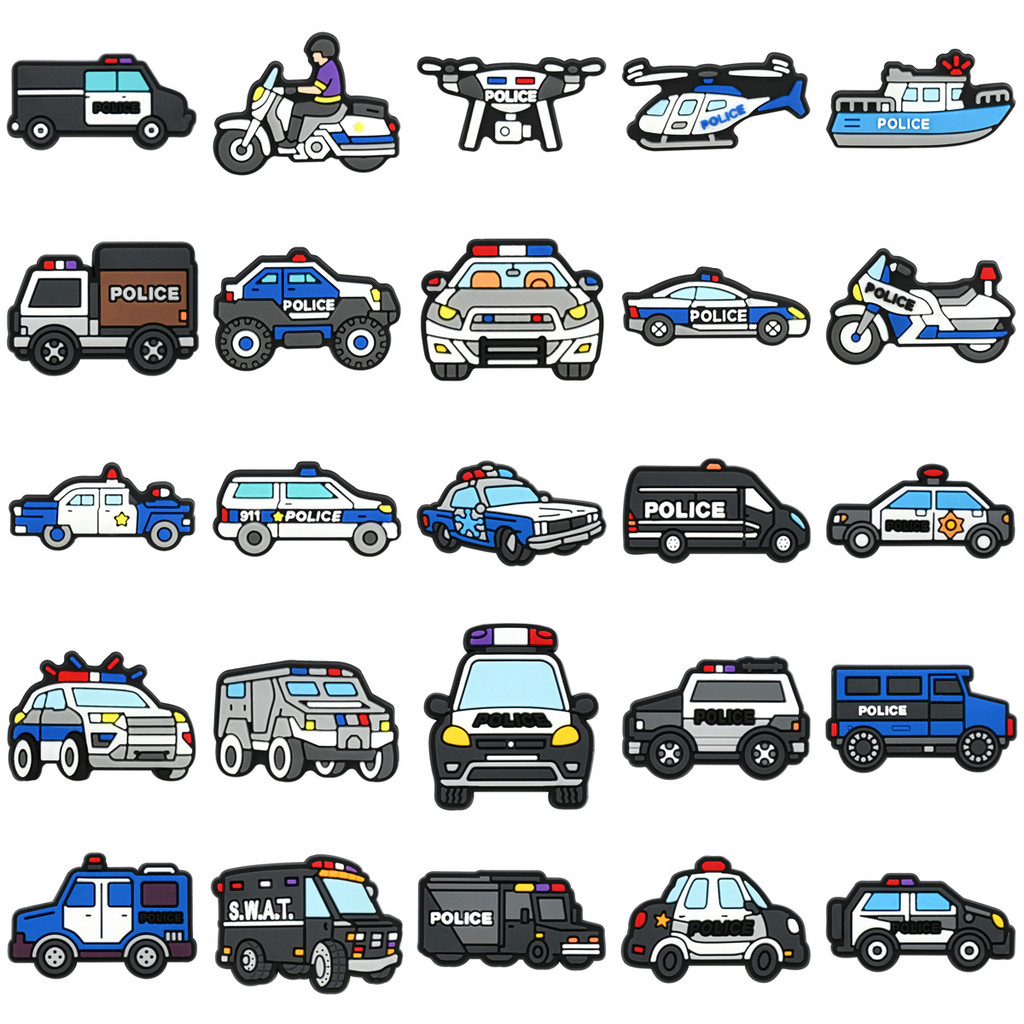 Shoes Charm Shoes Accessories Cartoon Police Car Pvc Cute Diy Shoes Decoration
