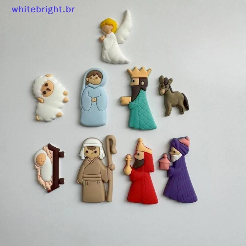 9 Unidades/Conjunto Ímãs De Geladeira De Jesus Acessórios DIY Remendo Natal PVC Decore Sua Ou Capa De Telefone Sem Ímã [
