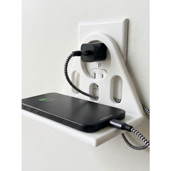 Suporte de Celular para Tomada com Organizador de Cabo – Base Carregadora de Parede