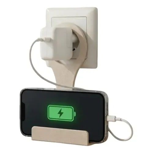 Suporte Para Celular Na Tomada Carregador Organizador Util Branco
