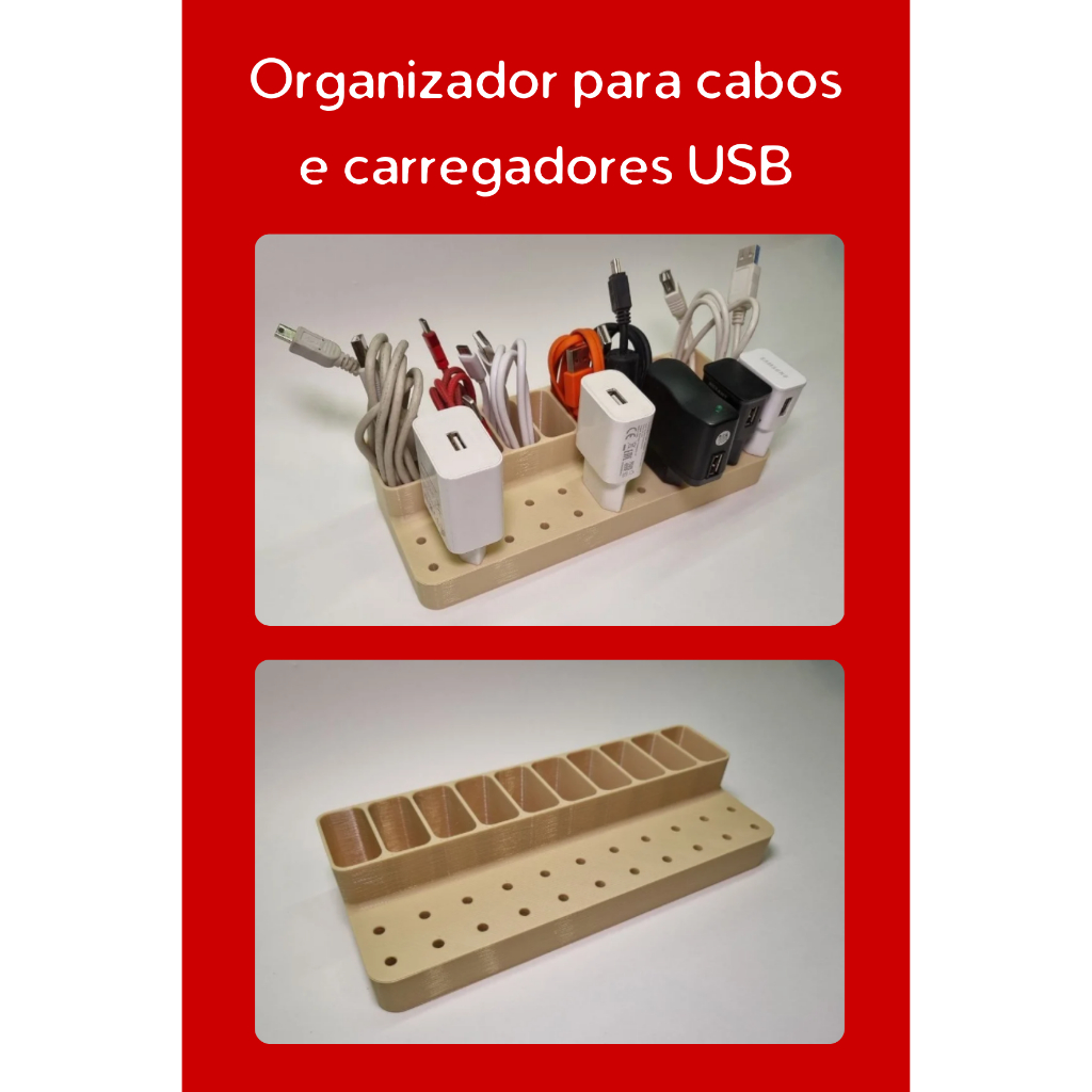 [O MAIS BARATO+ENVIO RÁPIDO!]  Organizador para Cabos, Tomadas e Carregadores USB - 3D