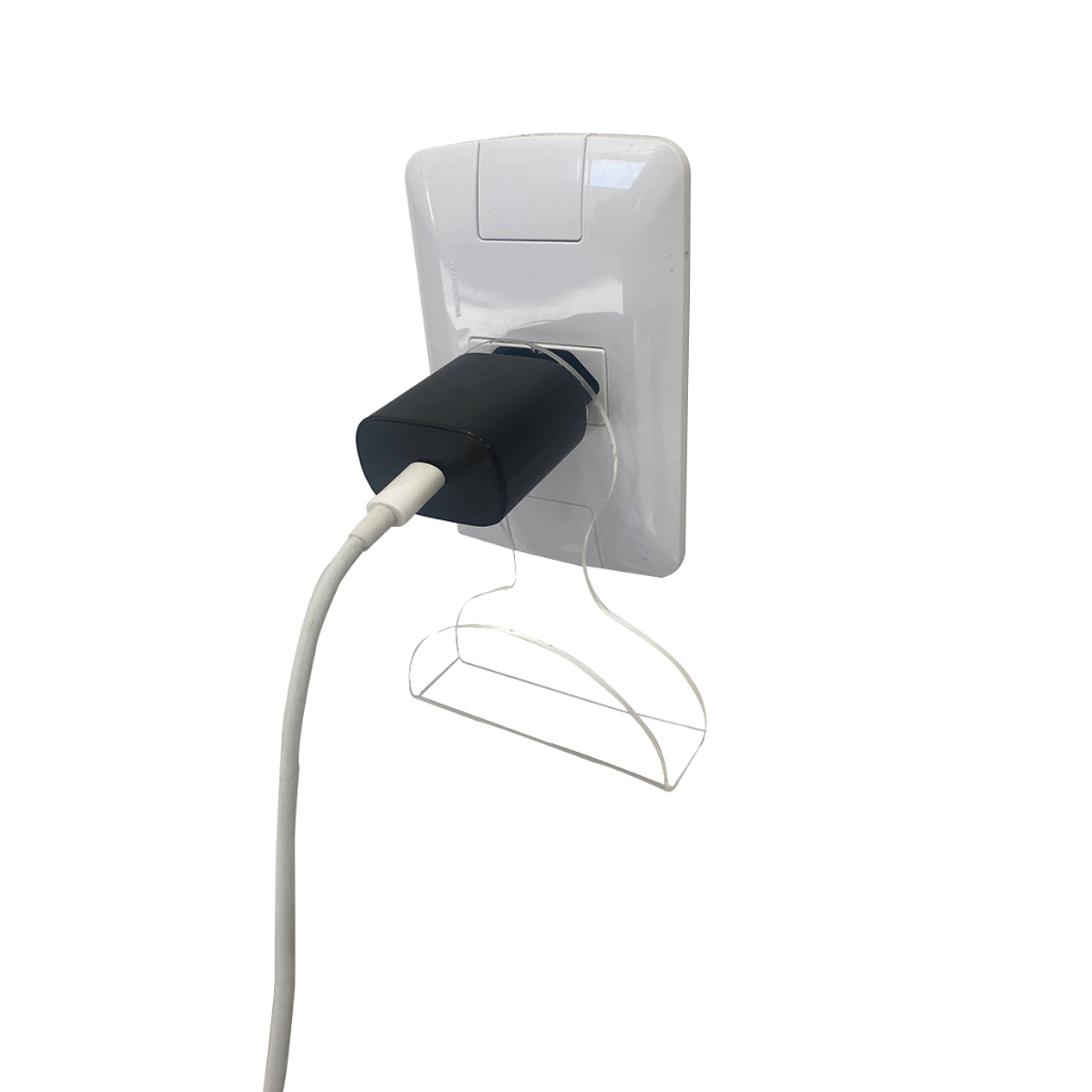Suporte de Parede Acrílico 2mm Universal Multiuso Carregador Celular Tomada Organizador 2 Unidades