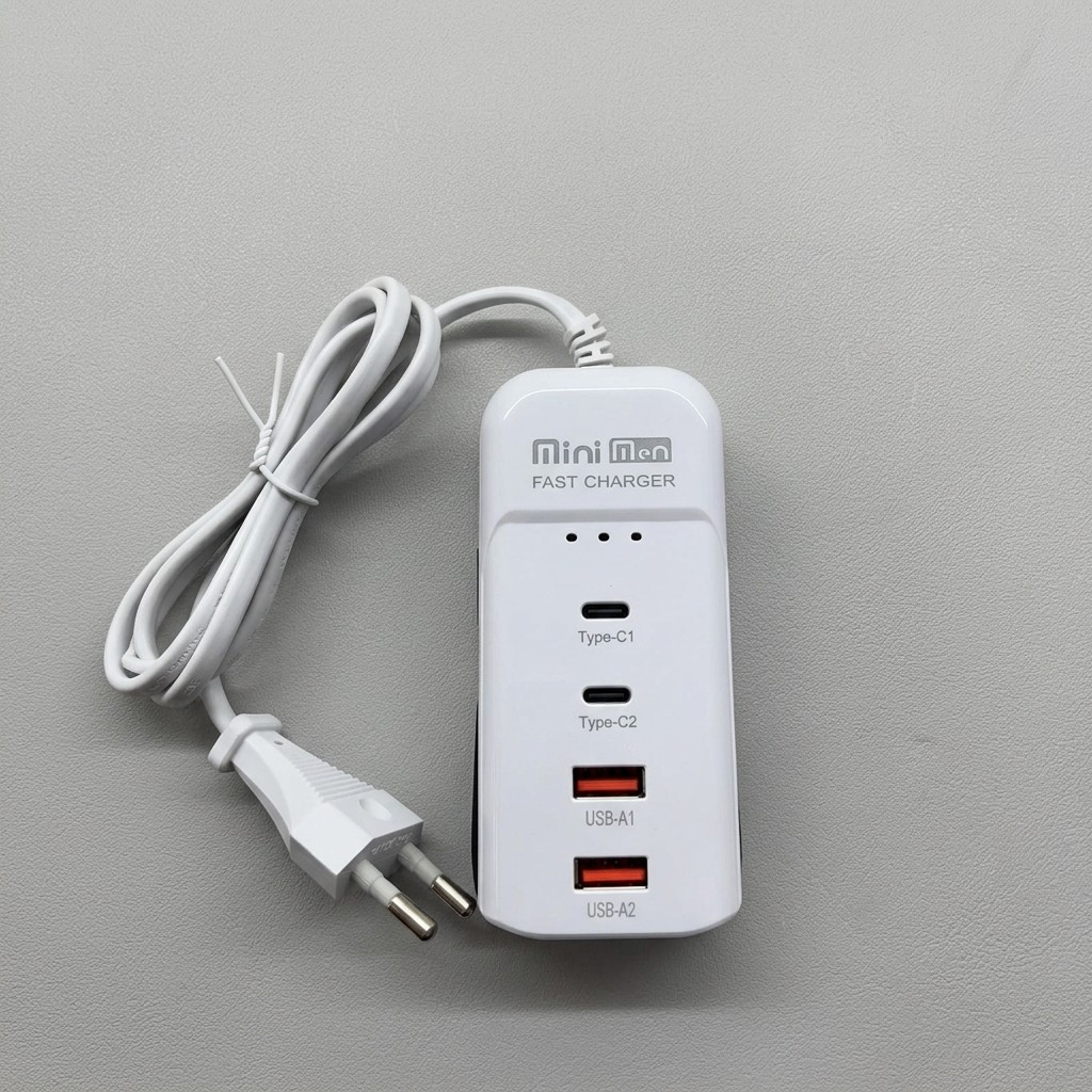 Estação Carregador de Mesa Turbo 4 Entradas USB Tipo C Organizador de Tomada Bivolt