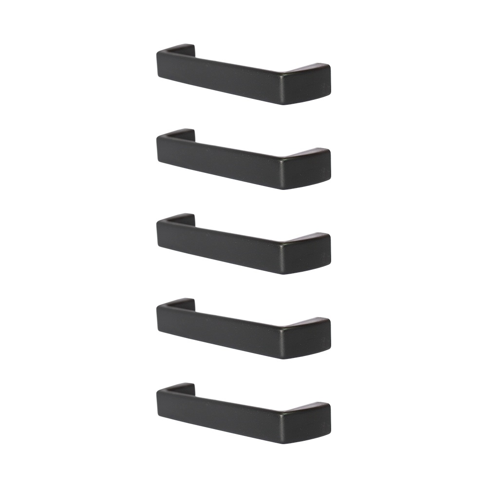 5 Puxador Para Gaveta Preto De Arquivo De Aco Empresas 9,6cm Abs