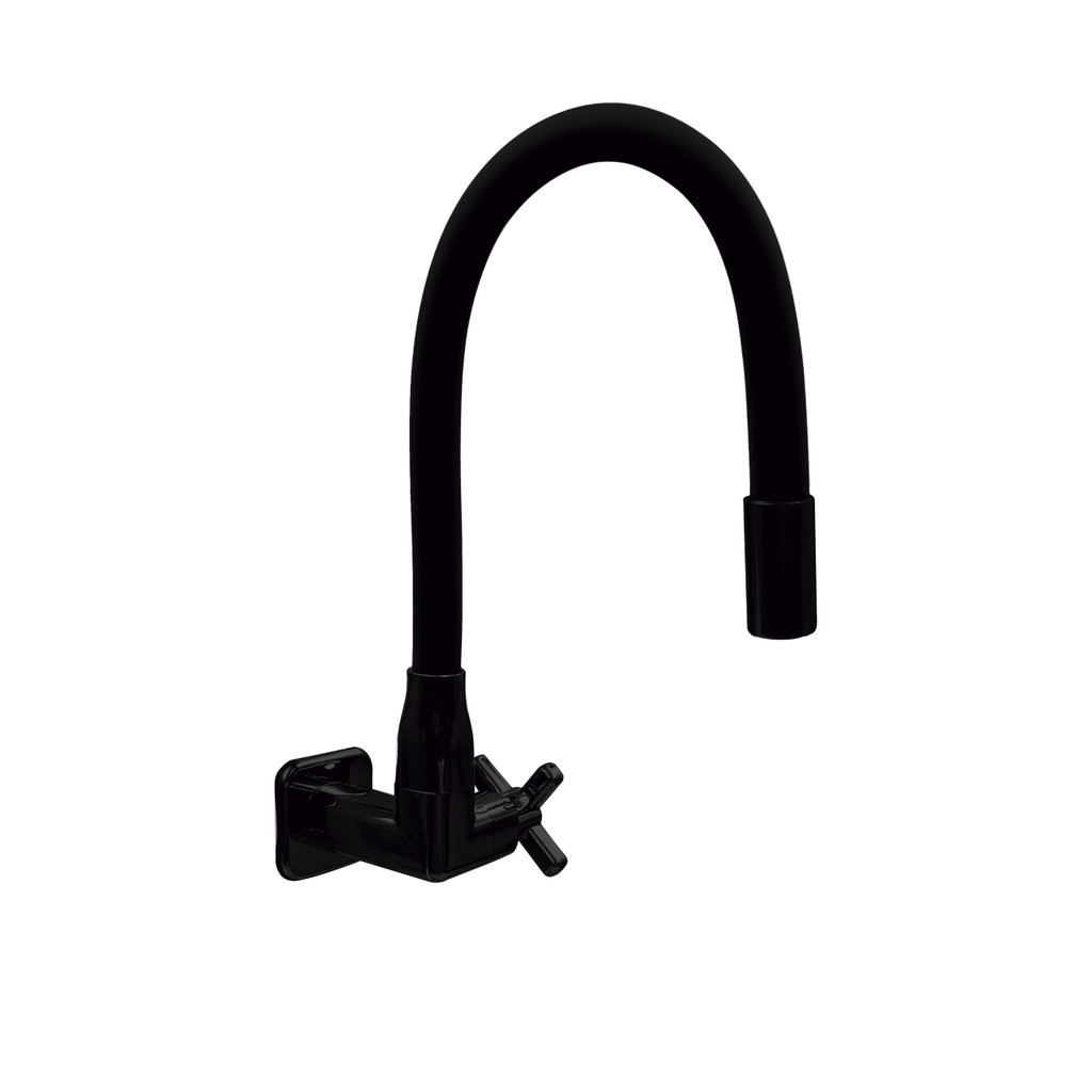 Torneira Cozinha Preto/Black Parede Quadrada Abs Flexivel