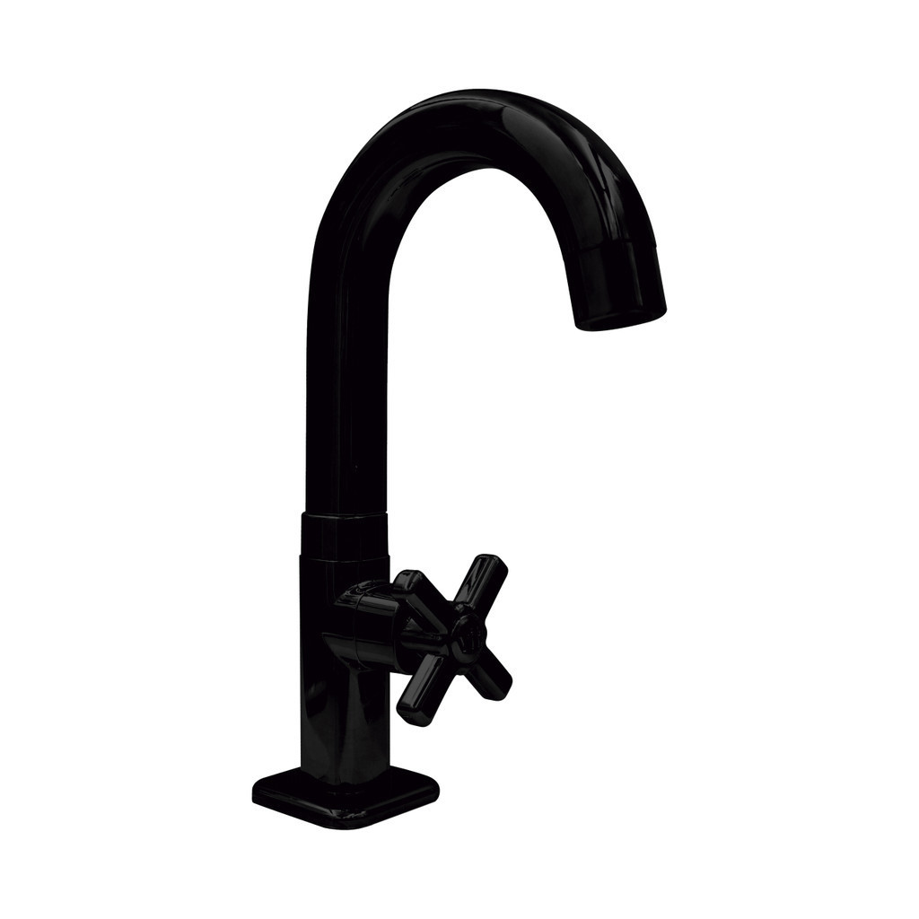 Torneira Banheiro Quadrado Preto/Black Mesa Bica Móvel Abs