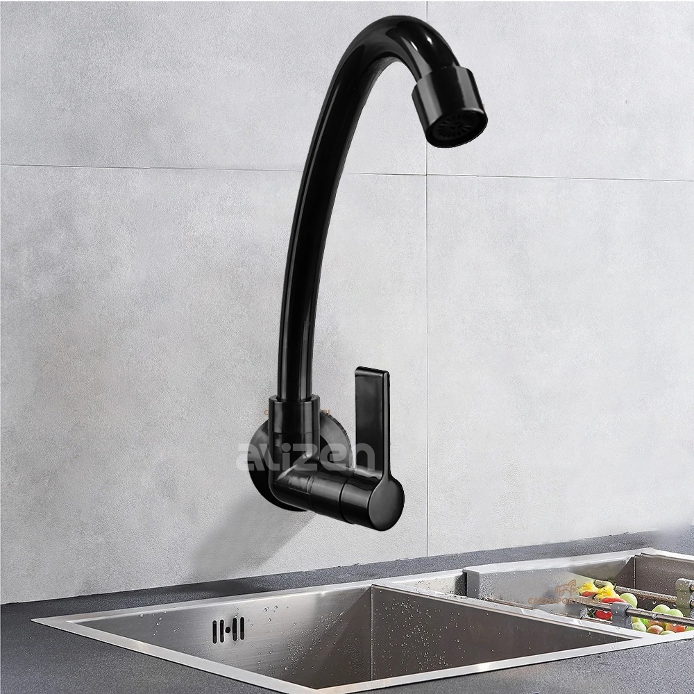 Torneira Cozinha ou Banheiro Parede 1/4 de volta ABS Preto