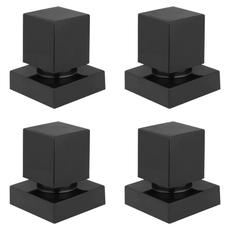 Combo 4 Kits Acabamento Registro Quadrado Preto – Volante em Metal e Canopla em ABS