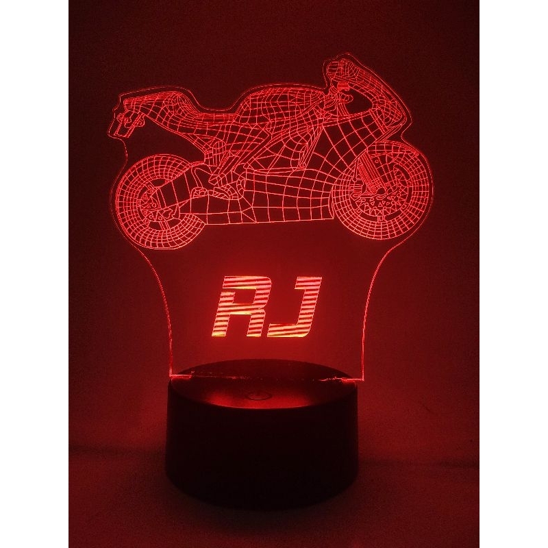 Luminária Led Moto esportiva 3d Motovelocidade RGB 16 cores com controle remoto